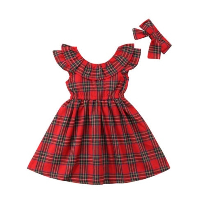 Vestido Xadrez Natalino com Faixa – 2 a 5 anos