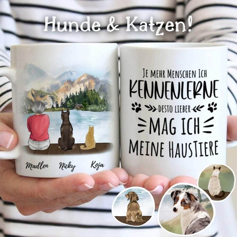 1 Frau & 2 Haustiere | personalisierte Tasse