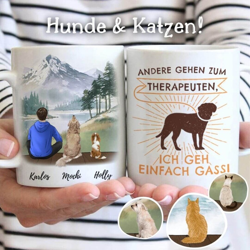 1 Mann & 2 Haustiere | personalisierte Tasse