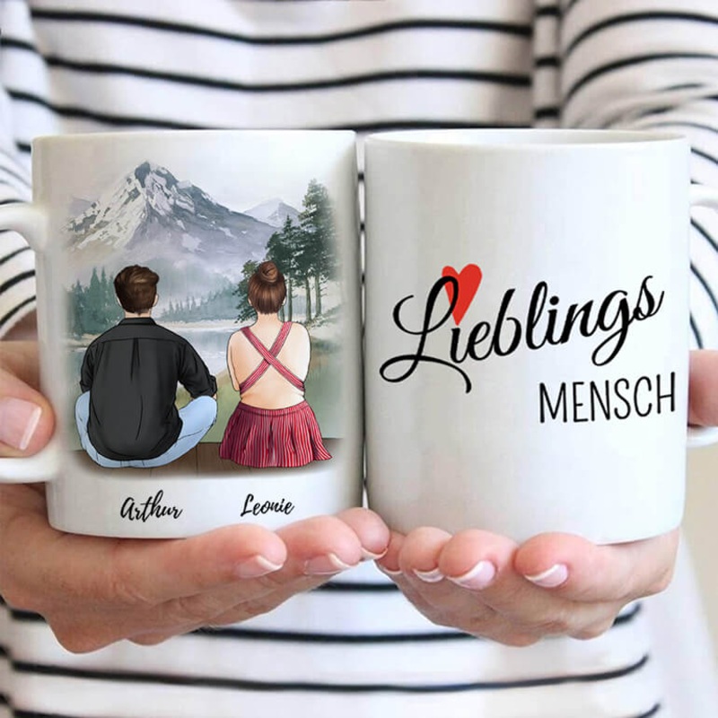 2 beste Freunde am See (1 Mann & 1 Frau) | personalisierte Tasse