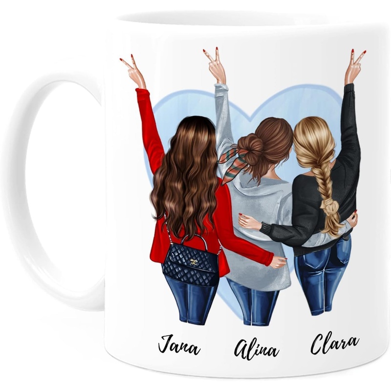3 beste Freundinnen Tasse – personalisierte Tasse mit Spruch