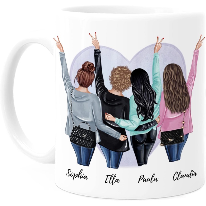 4 beste Freundinnen Tasse – personalisierte Tasse mit Spruch