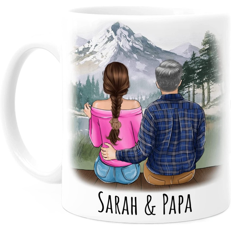 Papa Tasse personalisiert mit einer Tochter, Spruch und Name – Vatertagsgeschenk Geburtstagsgeschenk
