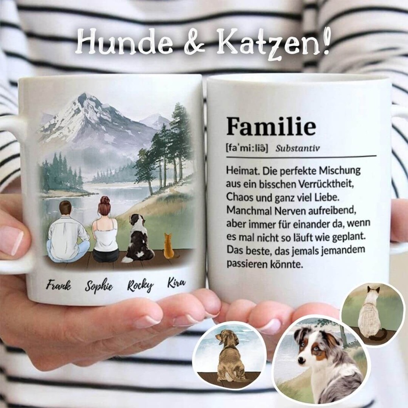 Prchen mit 2 Haustiere (Hunde & Katzen) | personalisierte Tasse