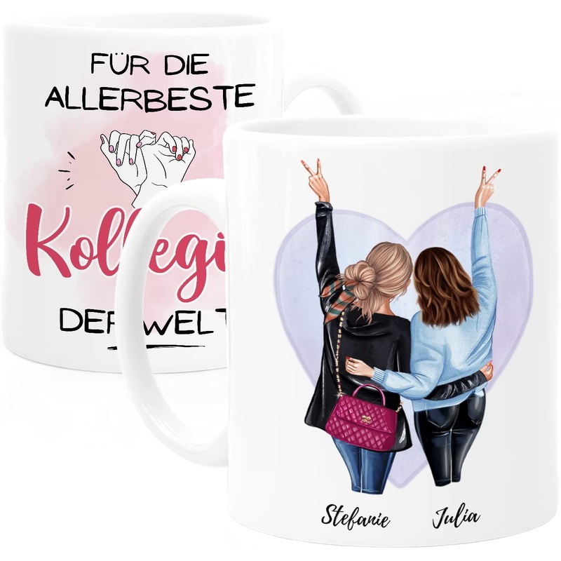 2 Arbeitskolleginnen Tasse personalisiert – personalisierte Tasse als Abschiedsgeschenk fr Kollegin oder Chefin