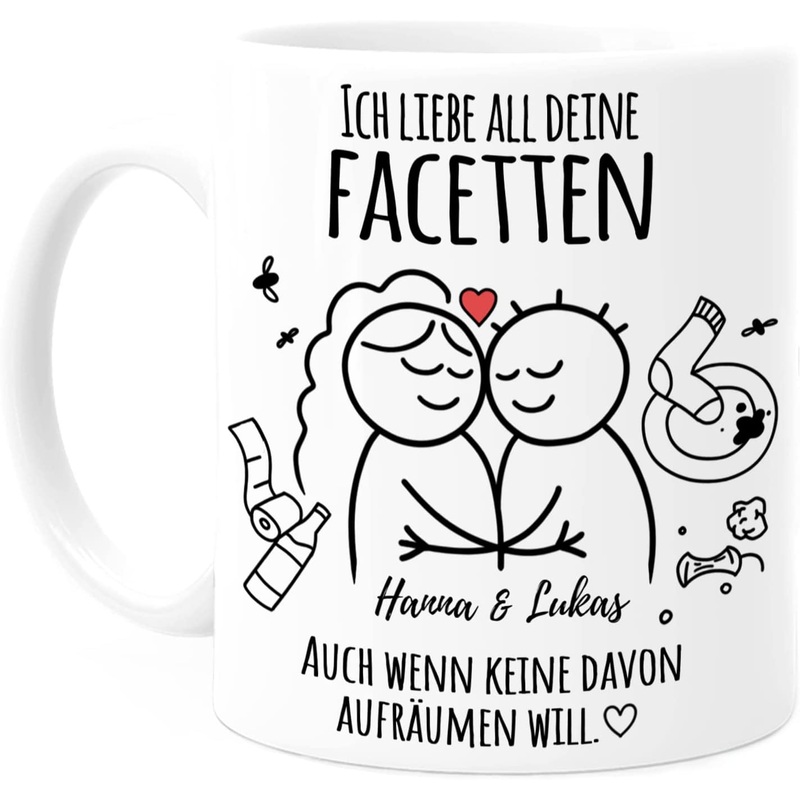 Ich liebe all deine Facetten Tasse personalisiert – lustiges Geschenk fr ihn oder fr sie – Valentinstag oder Jahrestag berraschung