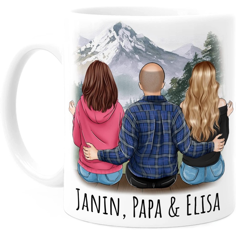 Papa Tasse personalisiert mit 2 Tchtern Spruch und Name – Vatertagsgeschenk Geburtstagsgeschenk
