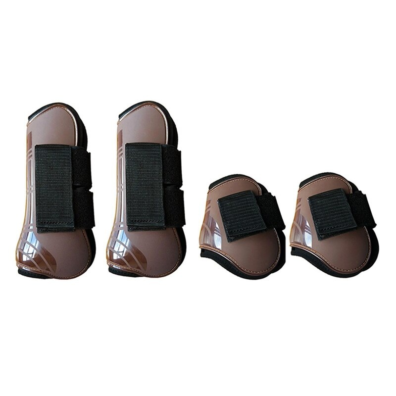 Brown Hook and Loop Closure Adjustable Tendon & Fetlock Boots