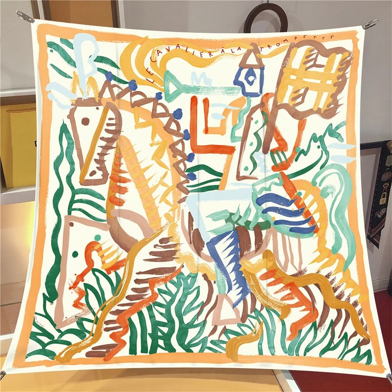 Sooo Arty Yellow Silk Scarf / 90cm