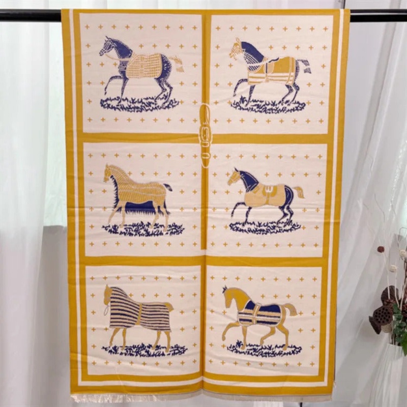 Bettona Pashmina Scarf Yellow & Navy
