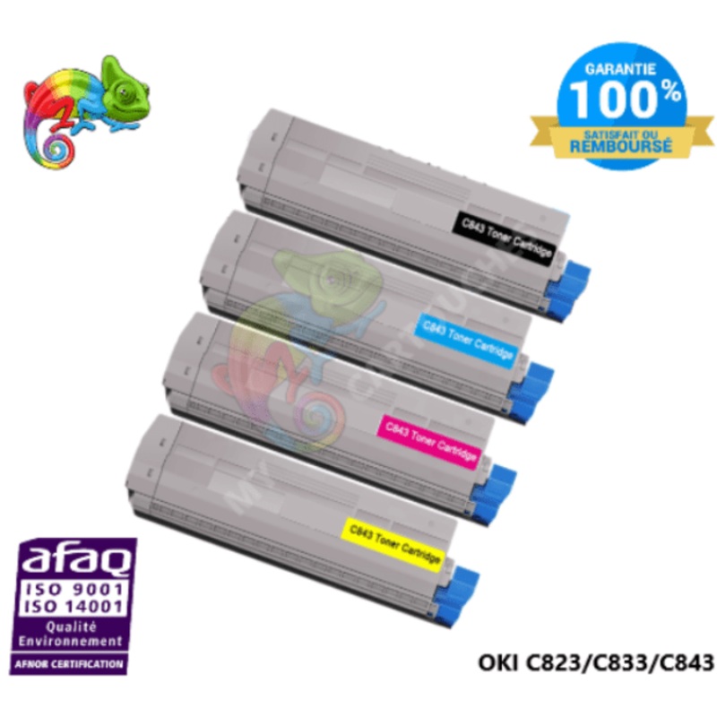 Pack de 4 Toners Compatible Pour OKI C823, C833, C843