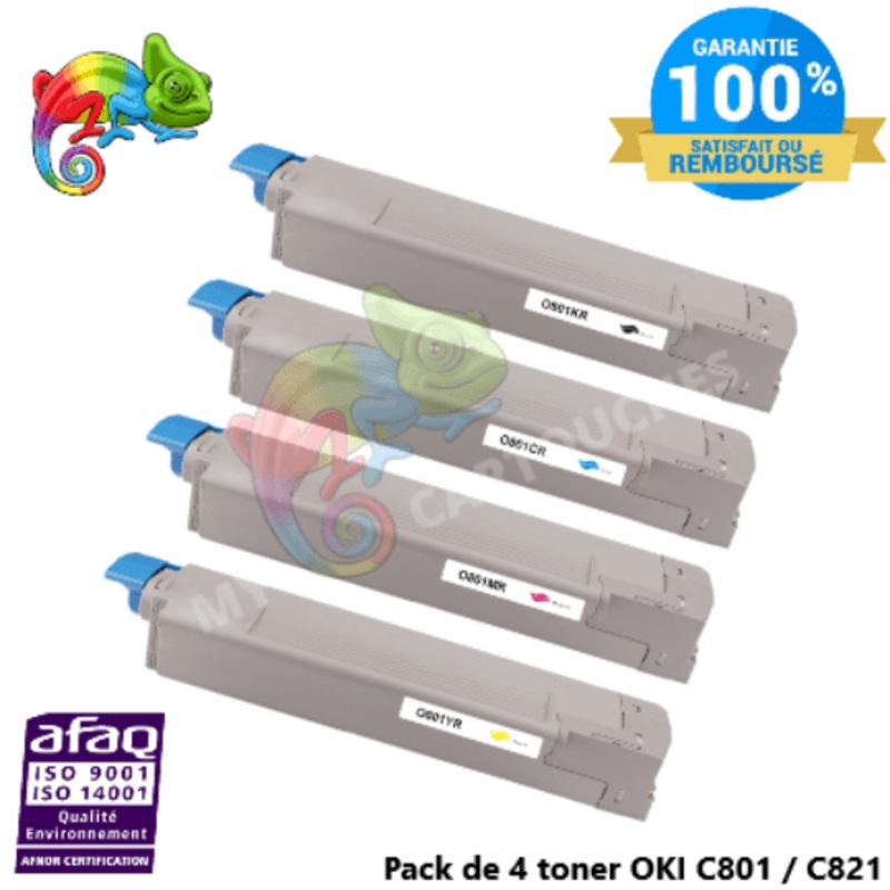 Pack de 4 Toners Laser Compatible Pour  OKI C 801 / C 821