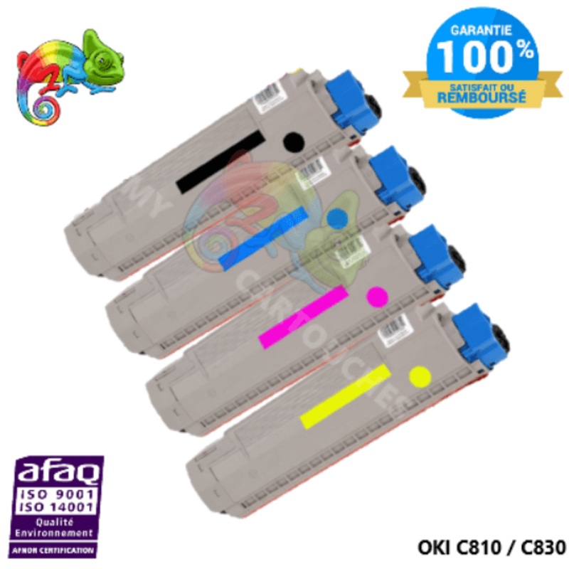 Pack de 4 Toners Laser Compatible Pour  OKI C 810 / C 830