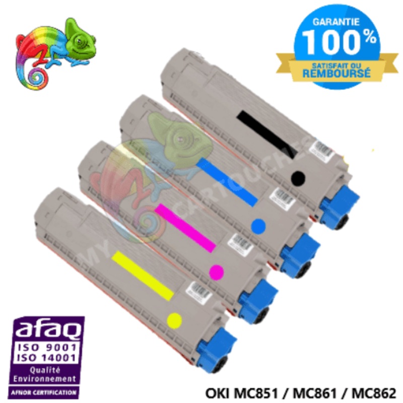 Pack de 4 Toners Laser Compatible Pour  OKI MC 851/ MC 861 / MC 862