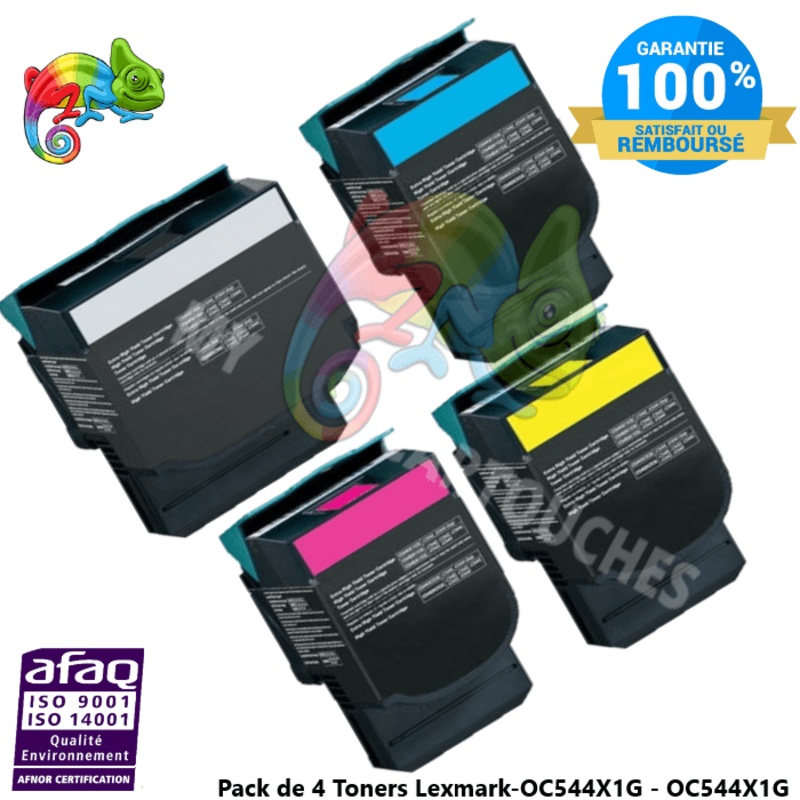 Pack de 4 Toners  laser compatible avec Lexmark C544  ( OC544X1G )