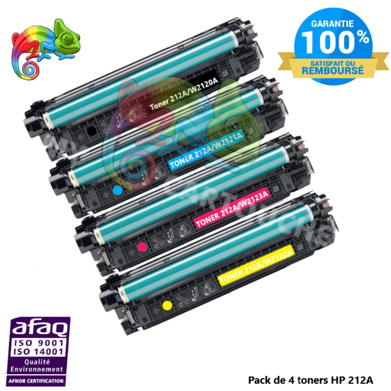 Pack de 4 Toners Laser Pour  HP 212A   B/C/M/Y Compatibles