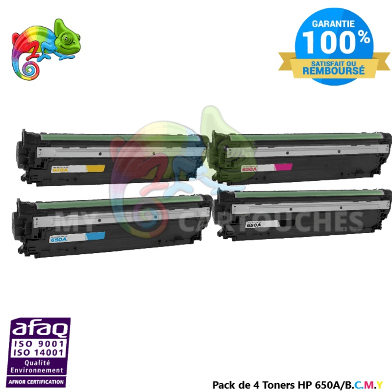 Pack de 4 Toners Laser Pour HP 650A ( B/C/M/Y) Compatible