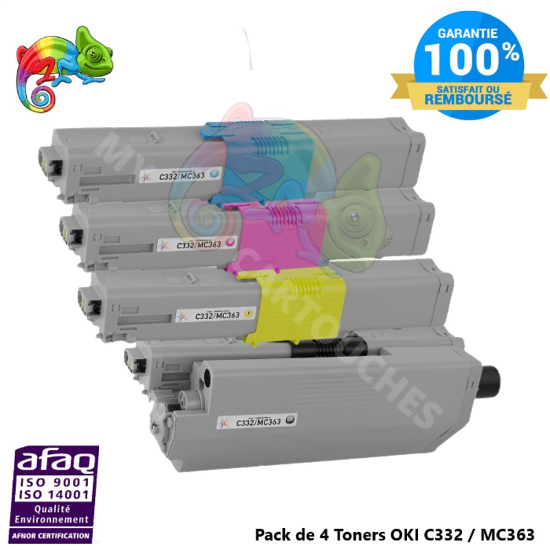 Pack de 4 Toners Laser  Compatible  Pour OKI C332-MC363