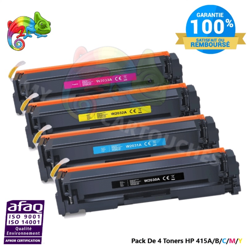 Pack De 4 Toners Laser Pour HP 415A  (B/C/M/Y) Compatibles – Niveau d’encre