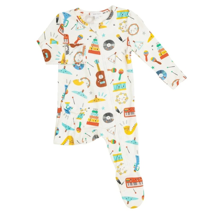 Happy Music Zipper Footie