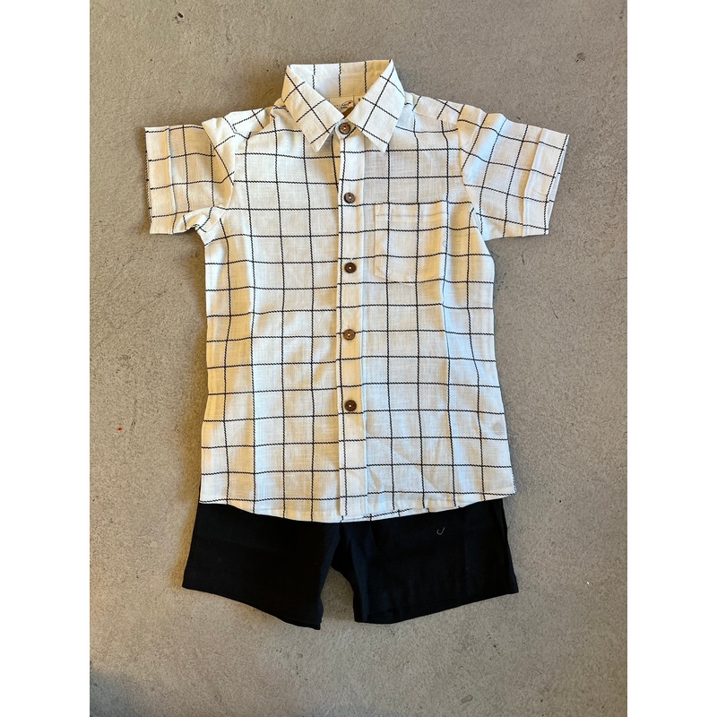 Windowpane Boys Shirt & Short Set