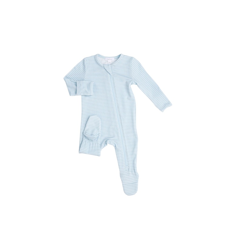 Puppy Play Blue Stripe Zippered Footie