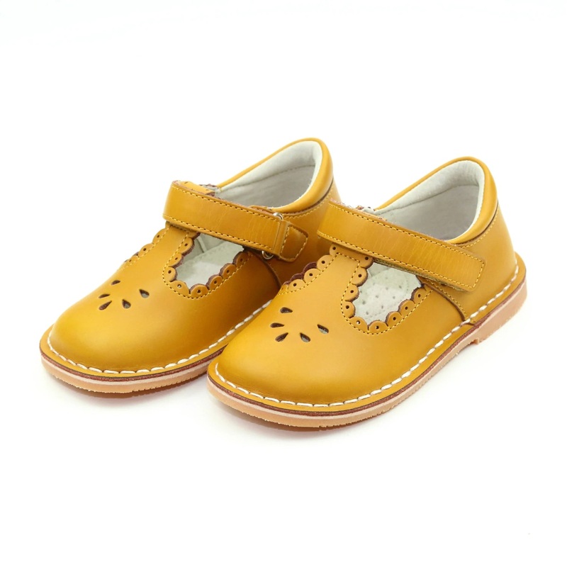 Mustard Angie Scalloped T-Strap Mary Jane