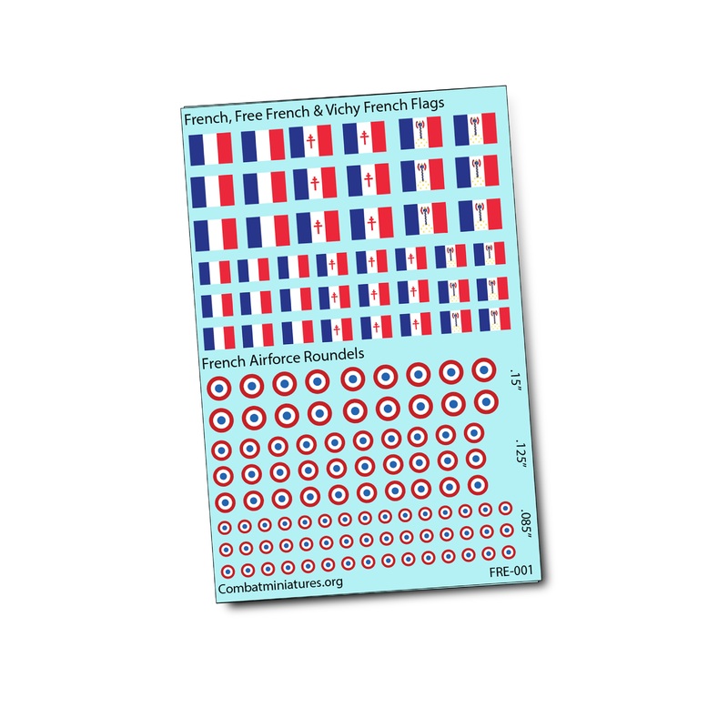 1/285 French/Free French/Vichy French Flags and Roundels Water Slide Decals