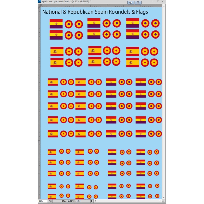 1/285 Spanish Civil War Flags and Roundels Water Slide Decals