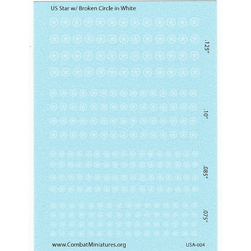 1/285 US Star in Broken Circle (White) Water Slide Decals