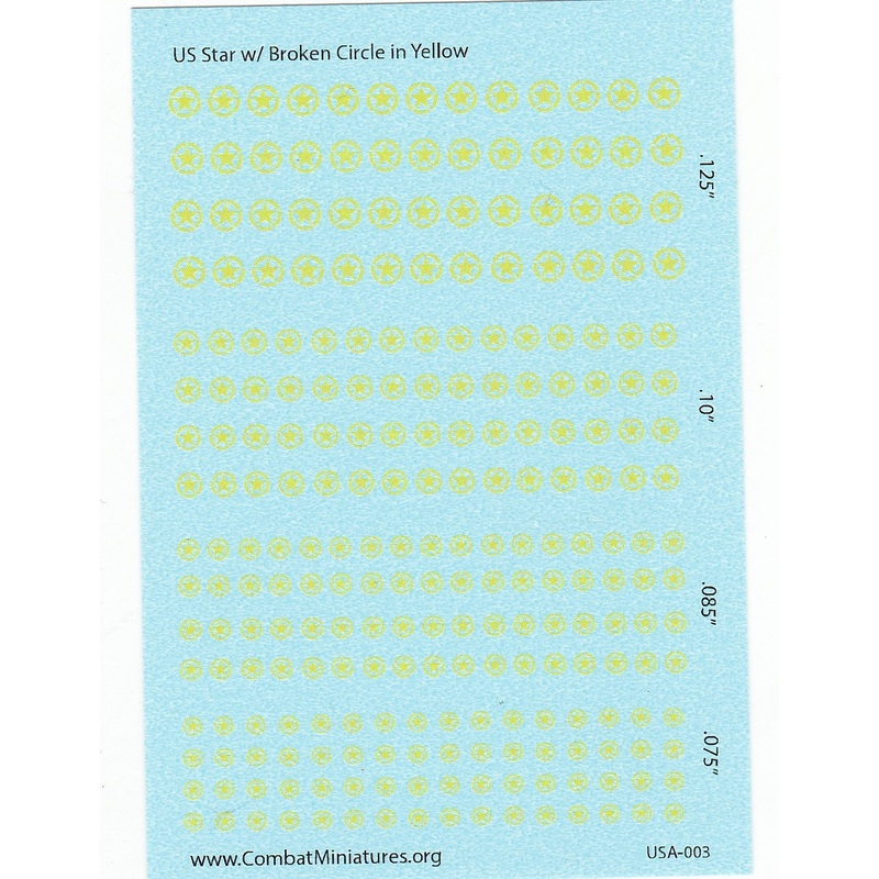 1/285 US Star in Broken Circle (Yellow) Water Slide Decals