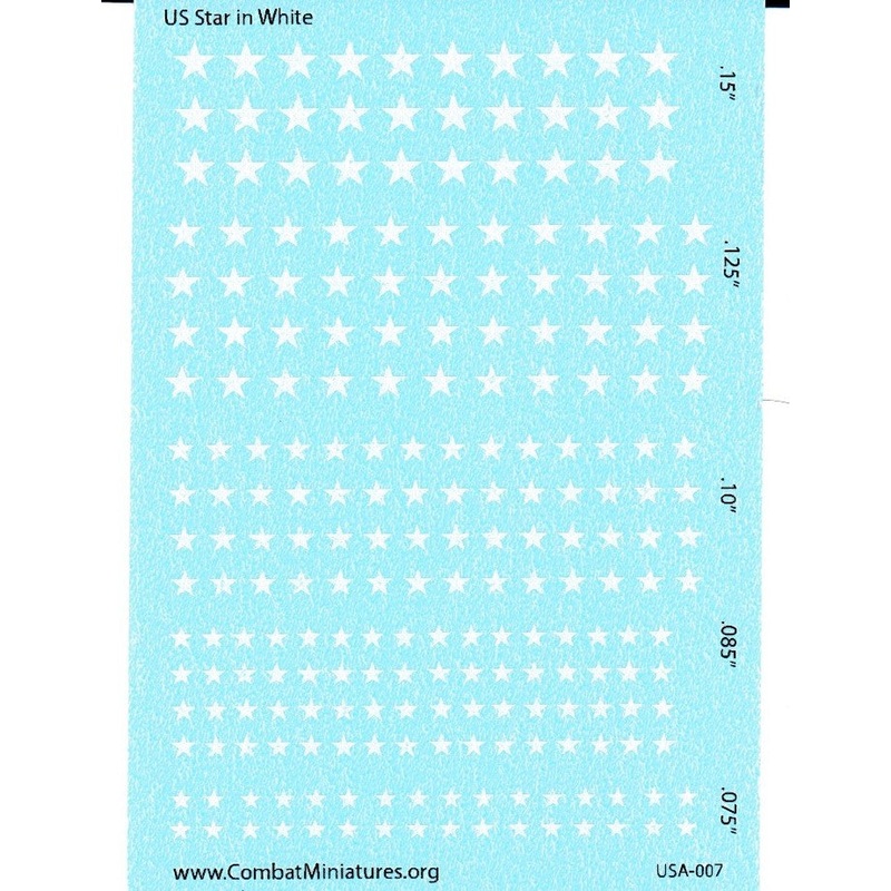 1/285 US Star in White Water Slide Decals