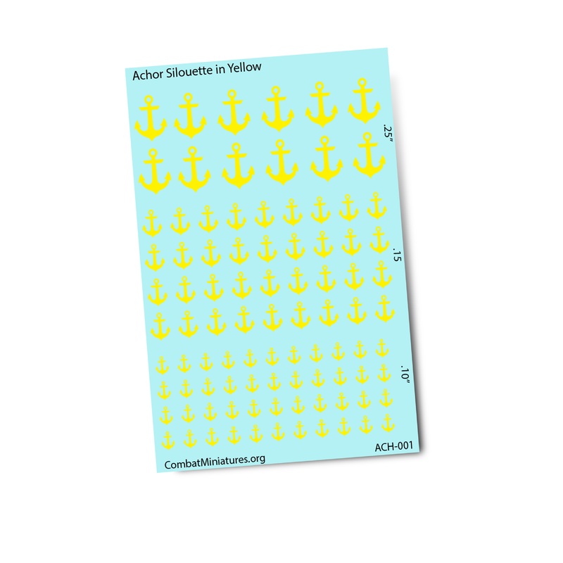1/300-1/600 Anchor Silhouette in Yellow Water Slide Decals
