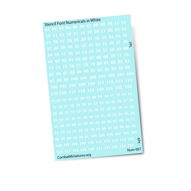 1/300-1/600 Stencil Numbers in White Water Slide Decals