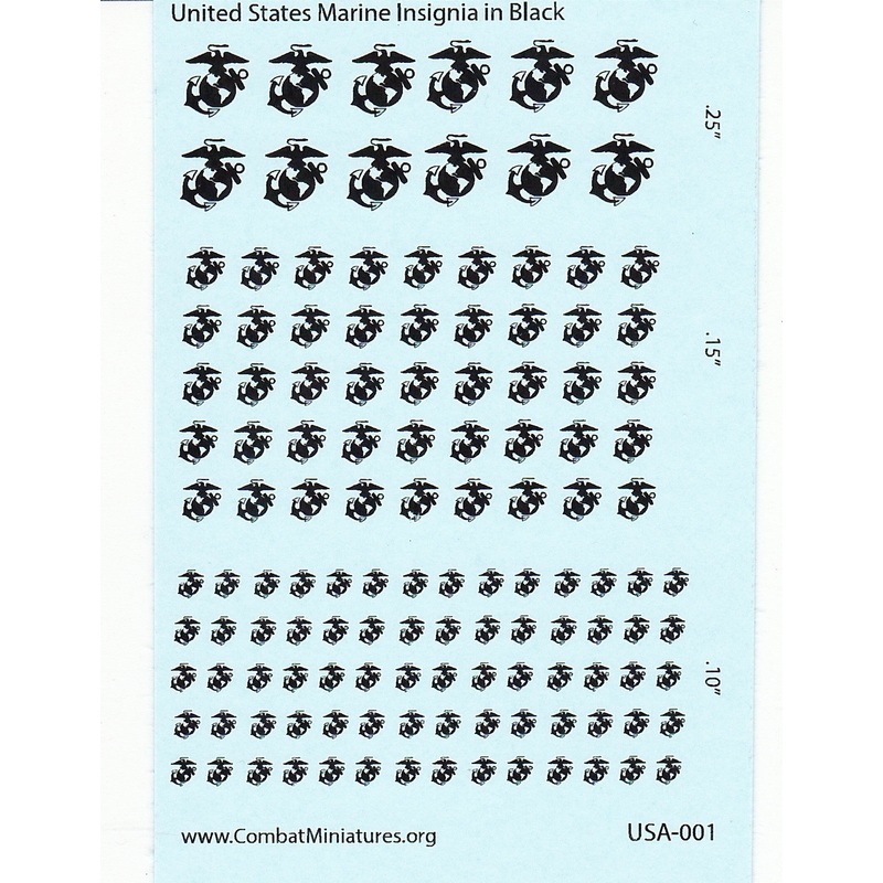 1/300-1/600 United States Marine Logo in Black Water Slide Decals
