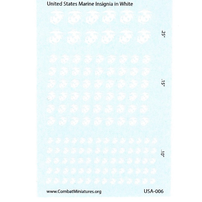 1/300-1/600 United States Marine Logo in White Water Slide Decals
