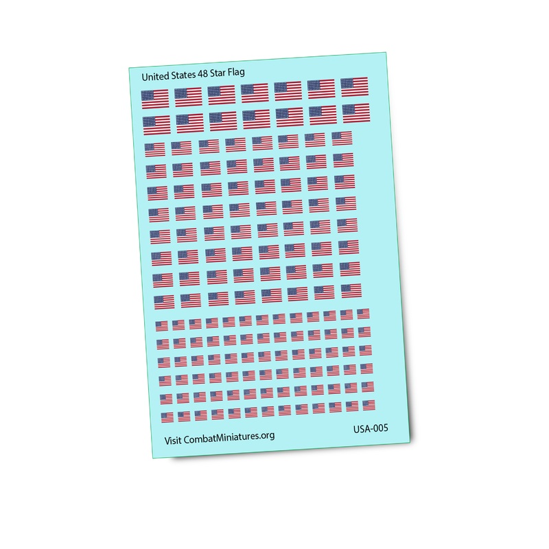 1/300-1/600 US 48 Star Flag Water Slide Decals