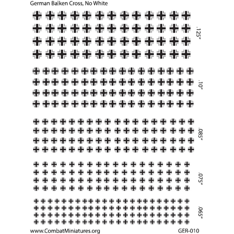 1/300-1/600 WW2 German Balken Cross Water Slide Decals (No White)