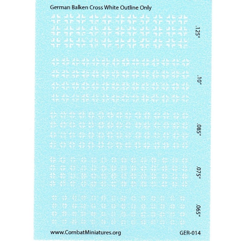 1/300-1/600 WW2 German Balken Cross White Outline  Water Slide Decals