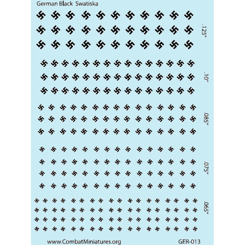 1/300-1/600 WW2 German Black Swastika Water Slide Decals