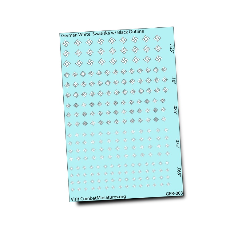 1/300-1/600 WW2 German White w/ Outline Swastika Water Slide Decals