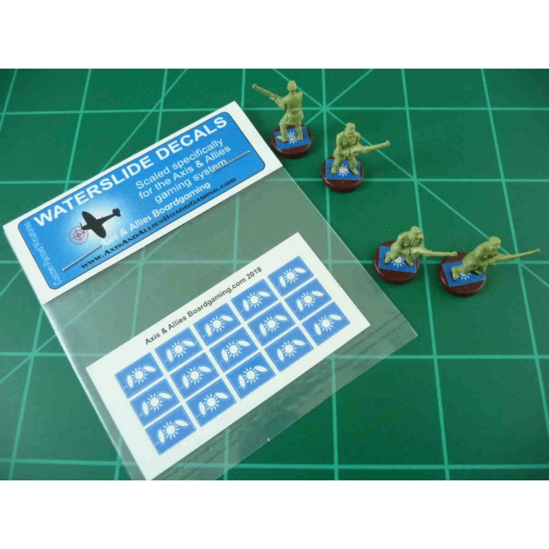 Axis & Allies Chinese Flag Infantry Base Insignia Water Slide Decal