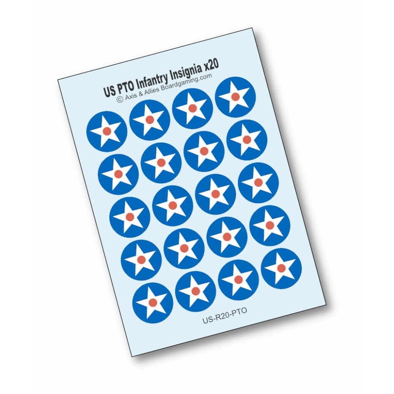 Axis & Allies US Infantry Base Insignia Water Slide Decal/Your Choice Pacific or Europe (x20)