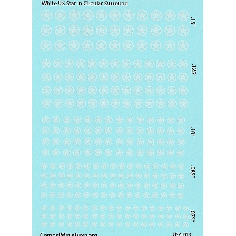 1/285 White US Star in Circle Water Slide Decals