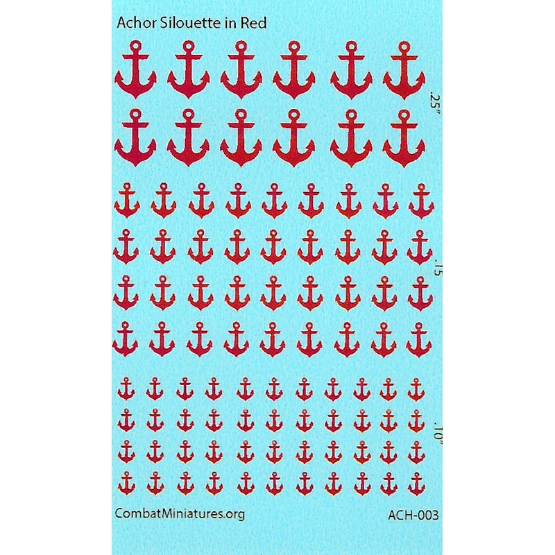1/300-1/600 Anchor Silhouette in Red Water Slide Decals