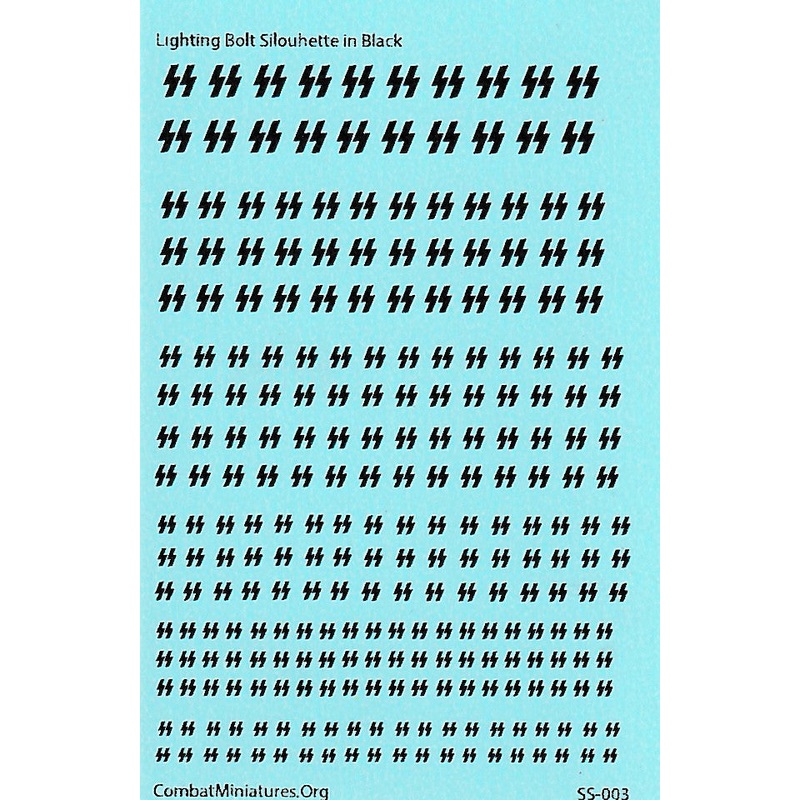 1/300-1/600 Lighting Bolt Silhouette in Black Waterslide Decals