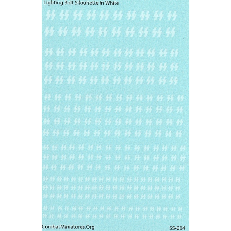 1/300-1/600 Lighting Bolt Silhouette in White Waterslide Decals