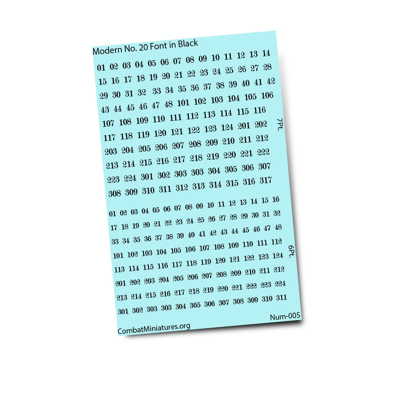 1/300-1/600 Modern No. 20 Font Numbers in Black