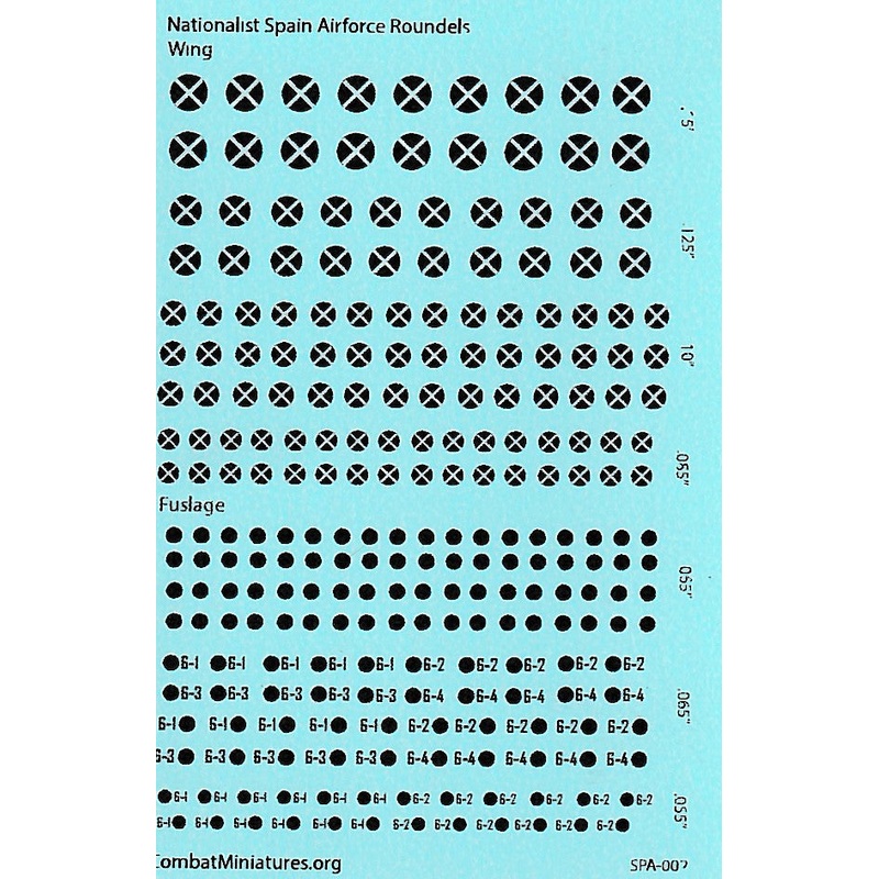 1/300-1/600 Spanish Nationalist Airforce Roundels Water Slide Decals