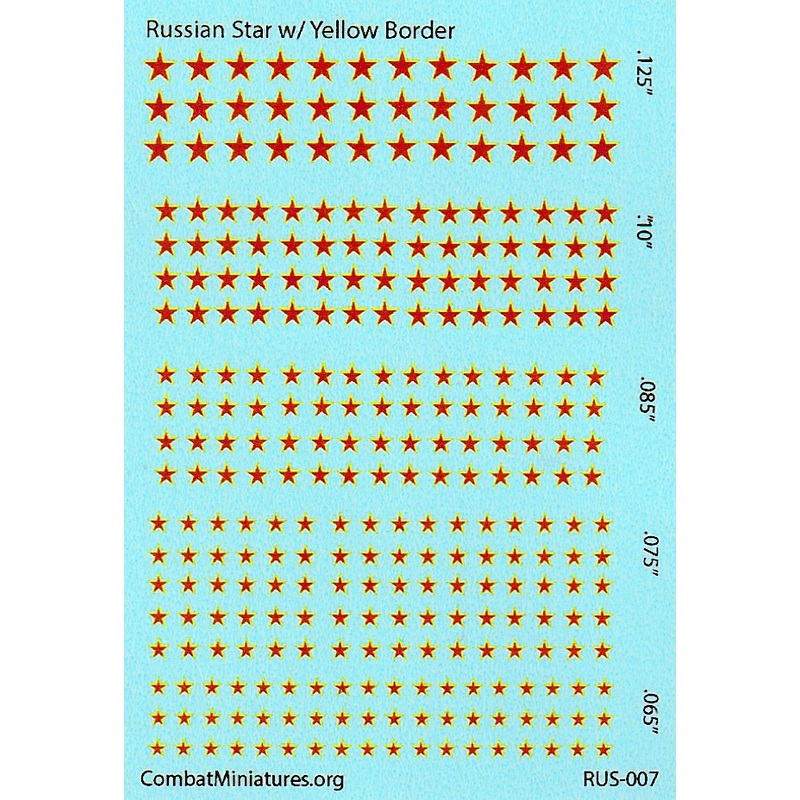 1/300 1/600 WW2 Russian Star with Yellow Border Water Slide Decals